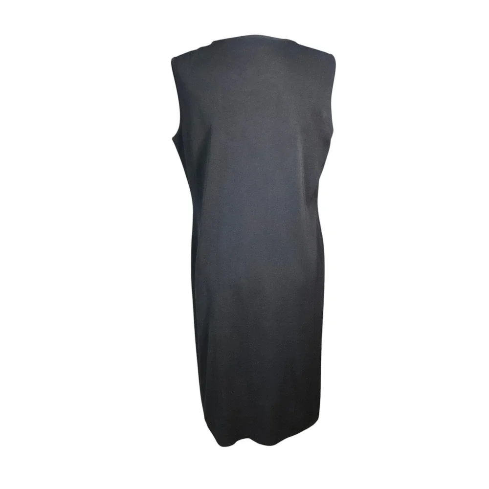 Misook Black Sleeveless Knit Sheath Dress Scoop Neck Midi LBD Career Work Size L - Picture 5 of 7